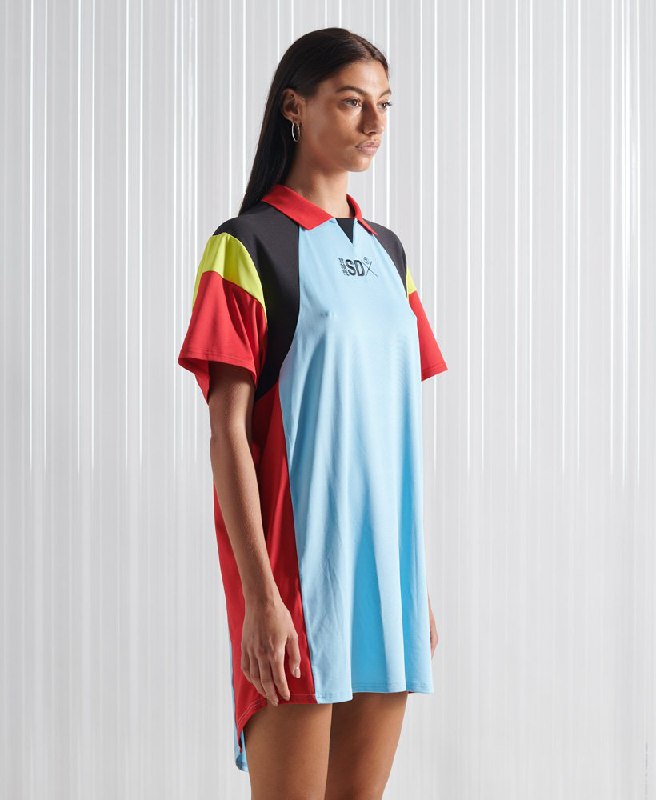 Платье спортивного кроя Superdry голубое S M