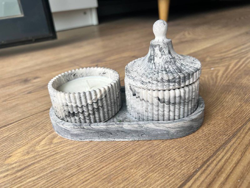 Набор шкатулка и свеча из гипса