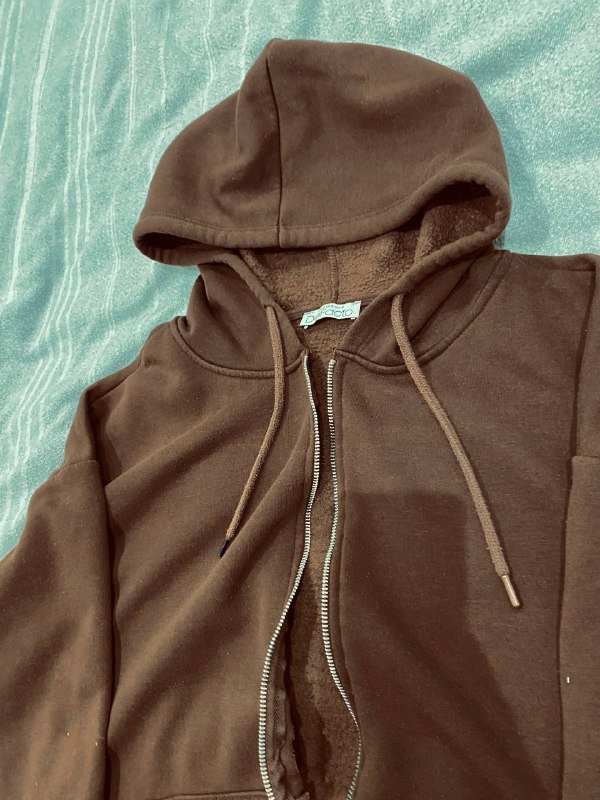 коричневая мужская толстовка на молнии с капюшоном 2