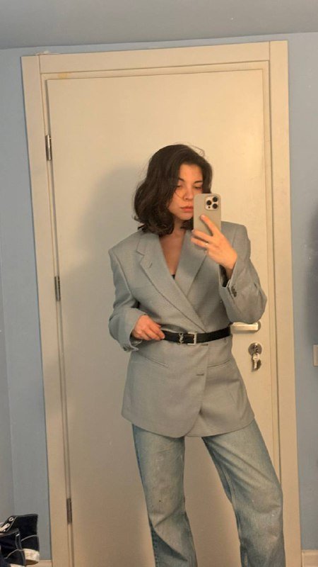 Пиджак серо-голубого цвета 100 шерсть 5