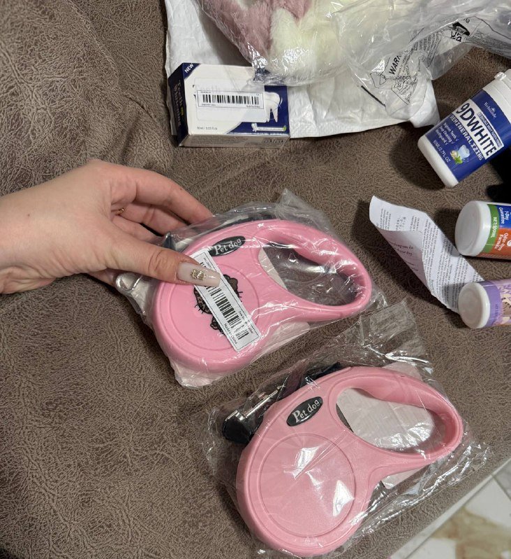 Два розовых рулетки для собак Pet dog