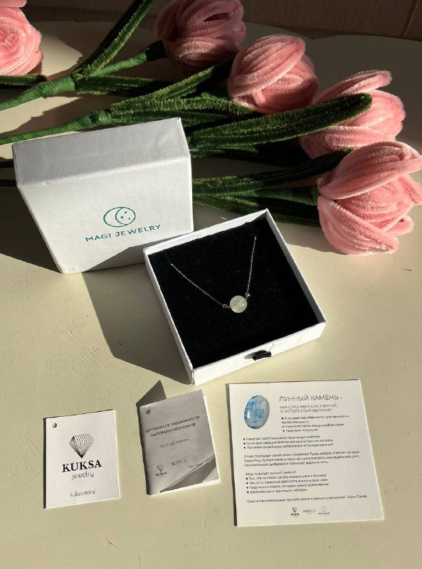 Чокер с натуральным лунным камнем 3