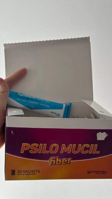 Набор для лечения анальных трещин крем Antrolin, псиллиум