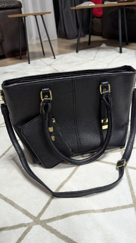 Черная сумка с подвесным кошельком, средняя черно-серая сумка