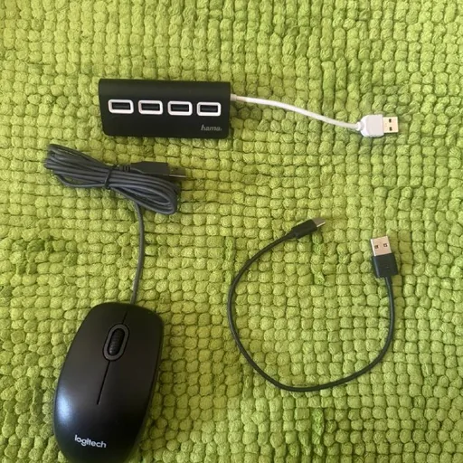 USB-хаб Hama, мышь Logitech, кабель USB-A to USB-C