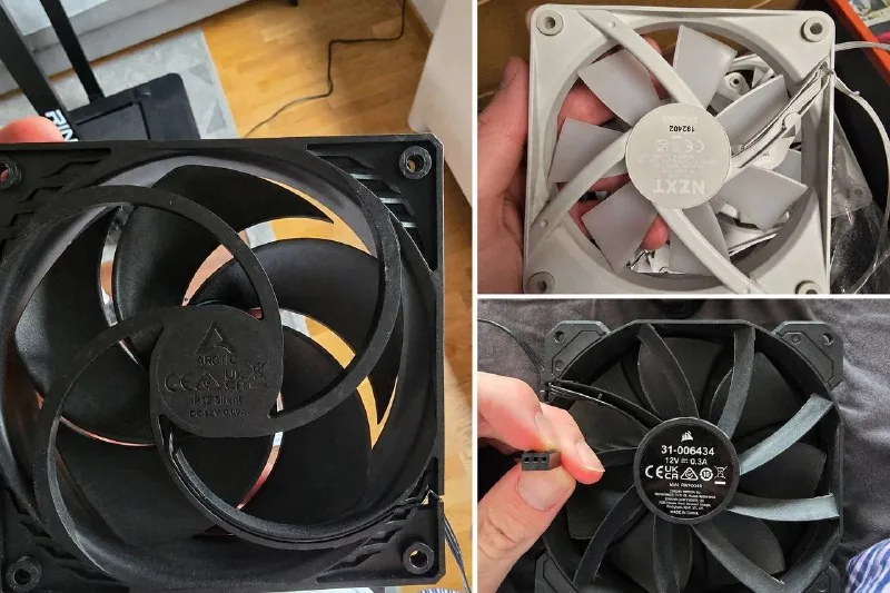Arctic p12 silent, Corsair case fan, NZXT RGB fan, DEEPCOOL AK620 cooler 1