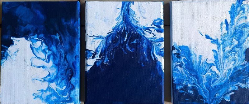Картины акрил на холсте 'зов воды', 3 шт