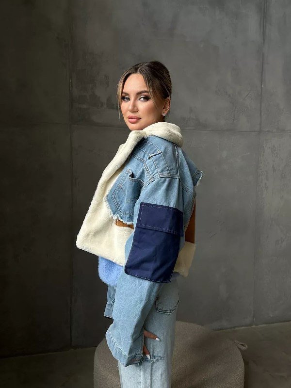 куртка женская джинсовая с мехом