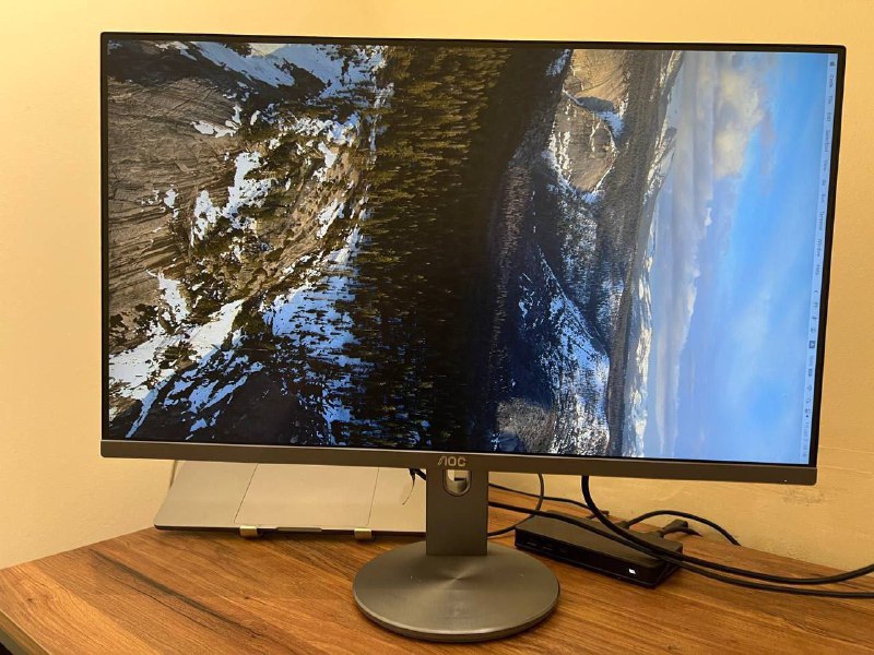 Samsung 27" Monitor, AOC 27" Monitor, Dual Monitor Mount 5