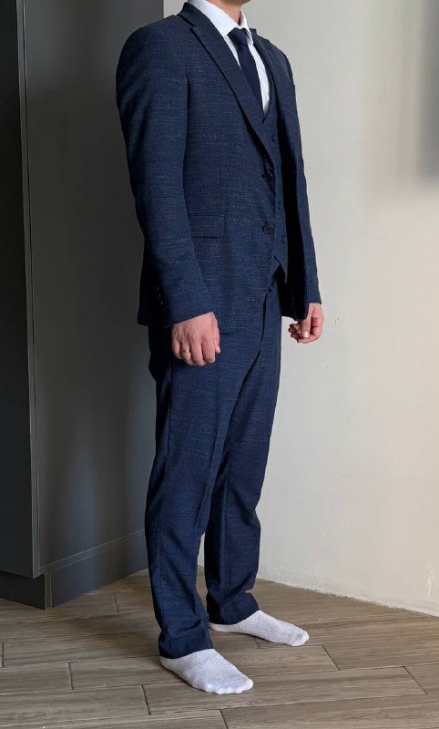 Мужской костюм темно-синий пиджак жилет брюки 4