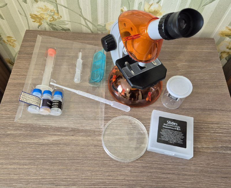 Микроскоп детский Атом 40x-640x с набором для опытов 2