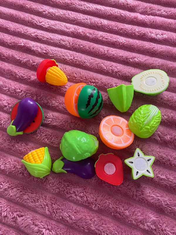 Игра половинки, фрукты, овощи на липучках