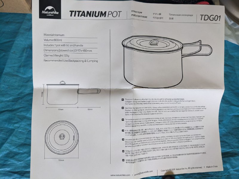 Котелок титановый Naturhike 800 мл с крышкой и чехлом 3