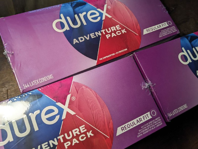 Durex condoms adventure pack 144 pcs Ribbed Extra Sensitive Performax Intense