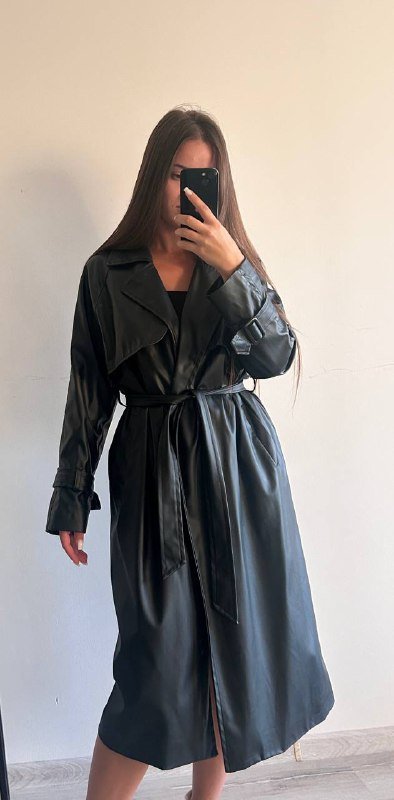 Кожаный плащ размер S 2