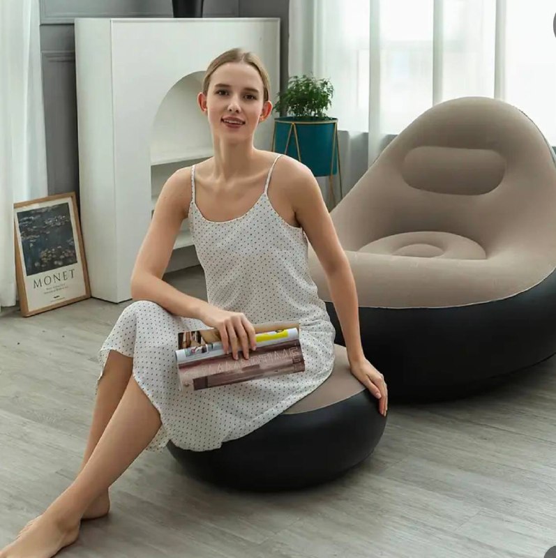 Новый комплект надувного кресла и пуфика 3