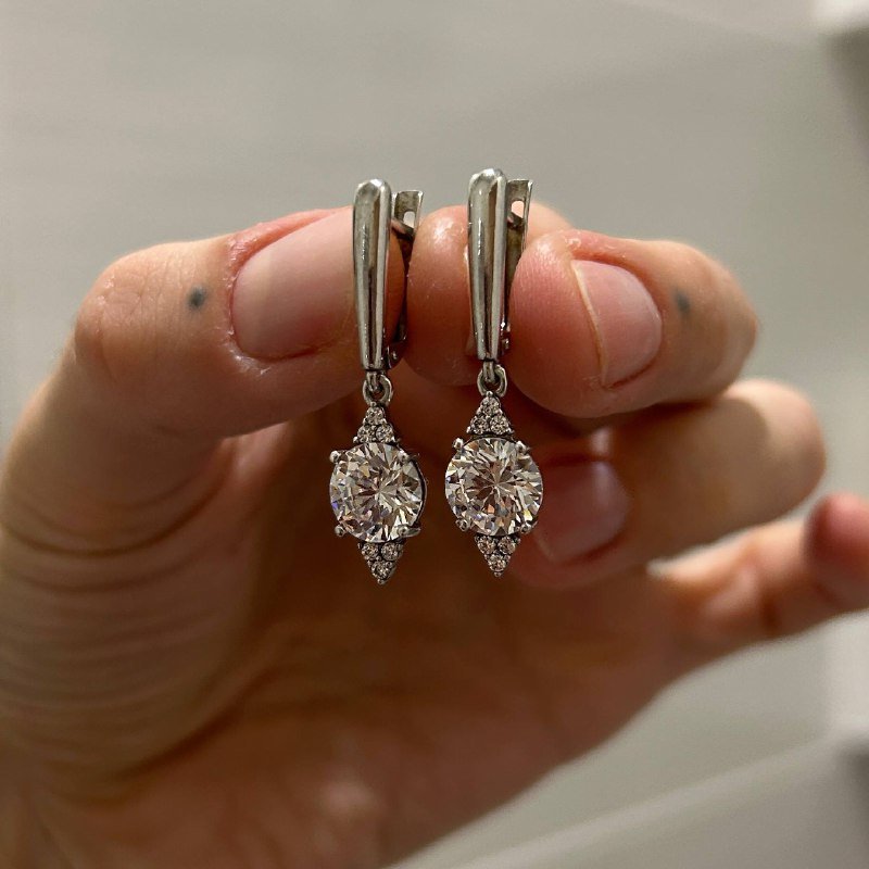 Серьги серебро 925 фианиты