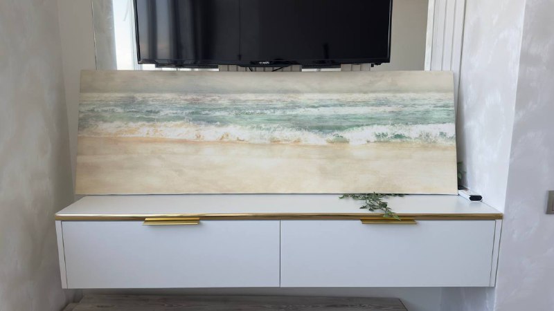Картина пляж и море большая 150x50 см