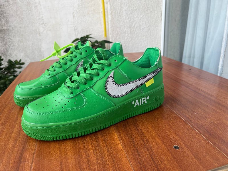 Off White Nike Air Force 1 зеленые мужские кроссовки 2
