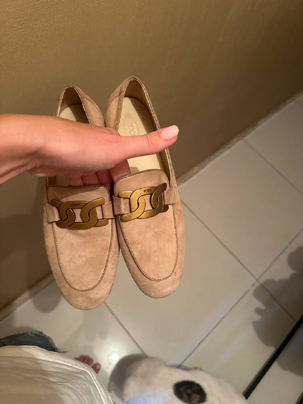 Стильные лоферы TOD'S бежевые замша 39-40 1