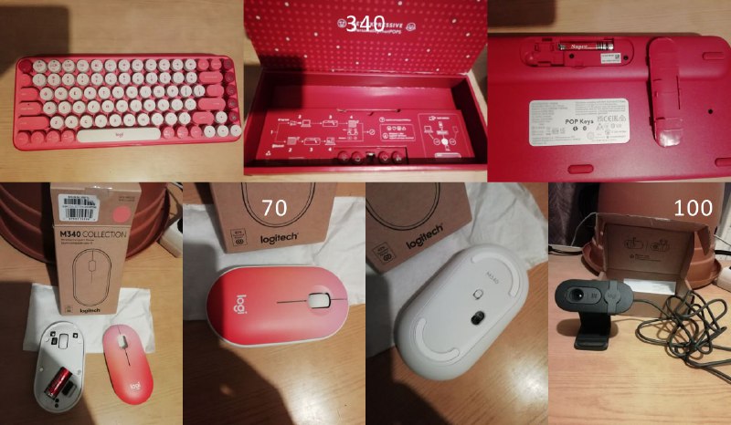 Клавиатура Logitech POP Keys, Вебкамера Logitech Brio 101, Мышь Logitech M340
