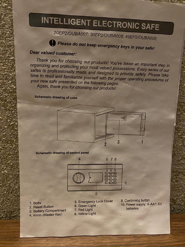 Электронный сейф Intelligent Electronic Safe 2