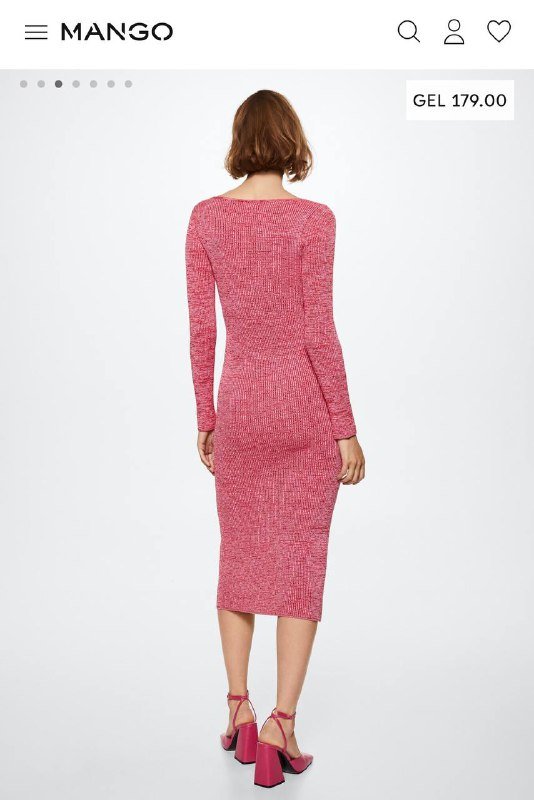 Платье Mango красное размер S 5