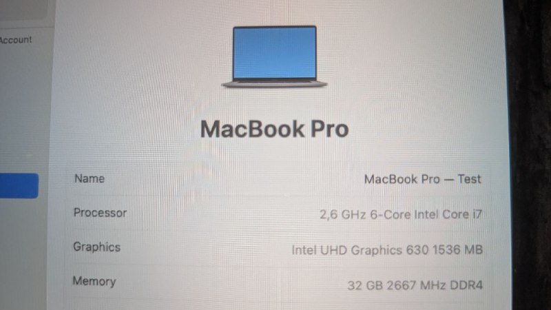 MacBook Pro 16, Intel Core i7, 32GB RAM, 512GB SSD 2