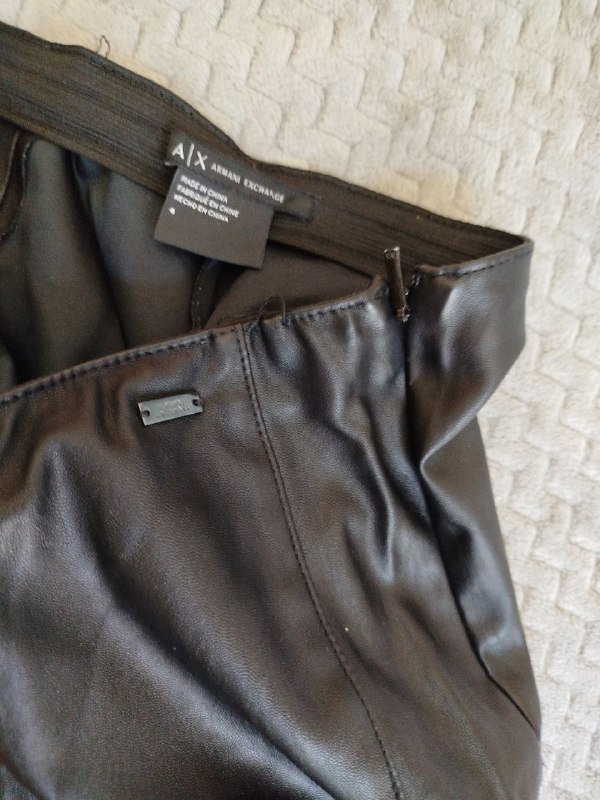 Эластичные брюки скинни из эко-кожи XS-S 3