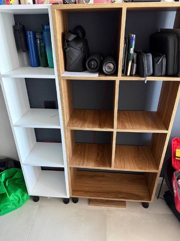 Стелажи белый и коричневый 150х32, 150х75