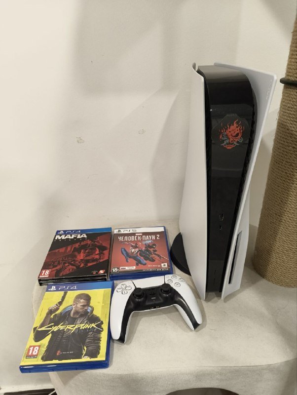 PlayStation 5 с дисководом, Spider-Man 2, Cyberpunk 2077, Mafia Trilogy