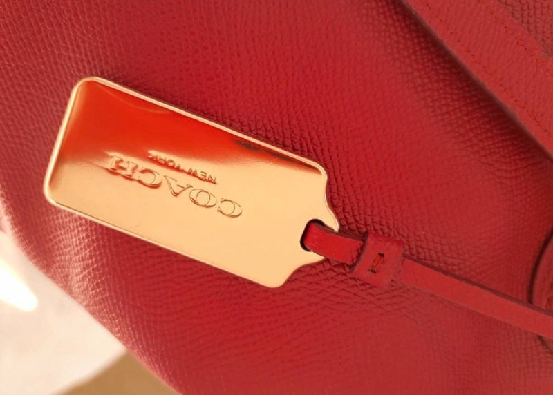 Кожаная сумка Coach красная 7