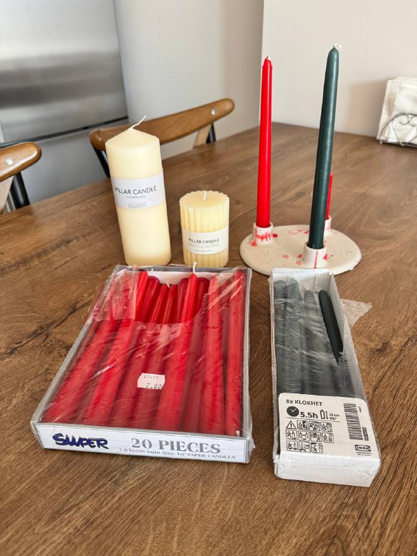 Свечи Super Red, IKEA KLOKHET, PILLAR CANDLE 70x200, 70x100