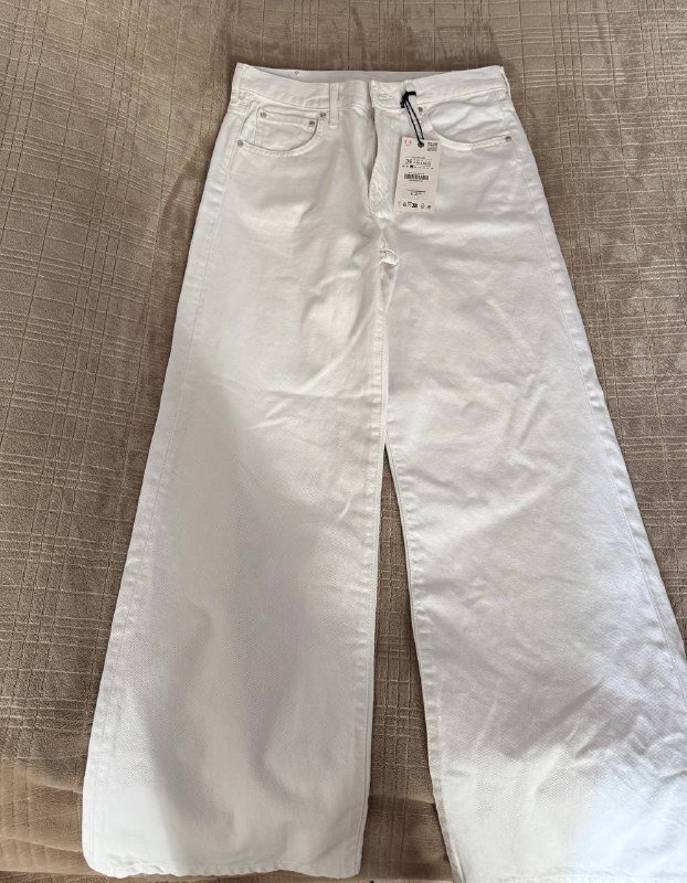 Белые женские джинсы ZARA широкие низкая посадка размер 36 2