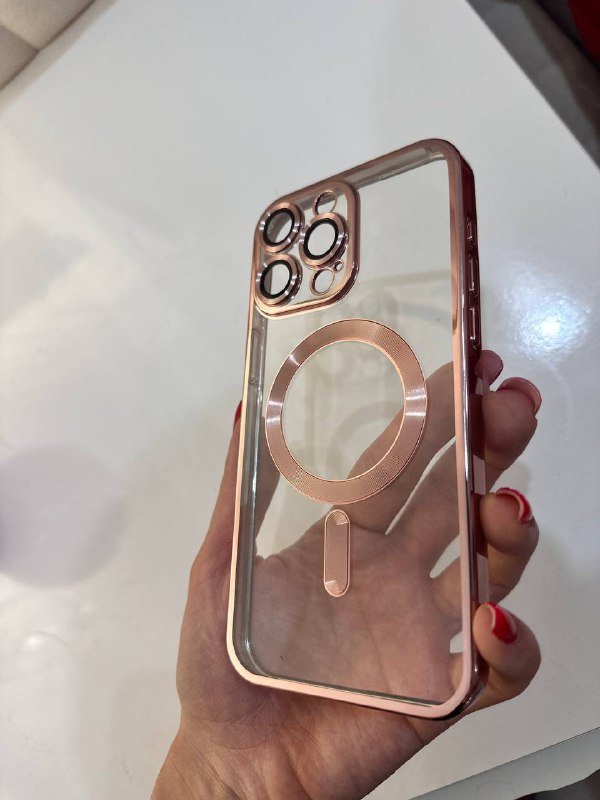 Чехол для iPhone 15 Pro Max MagSafe золотисто-розовый 2