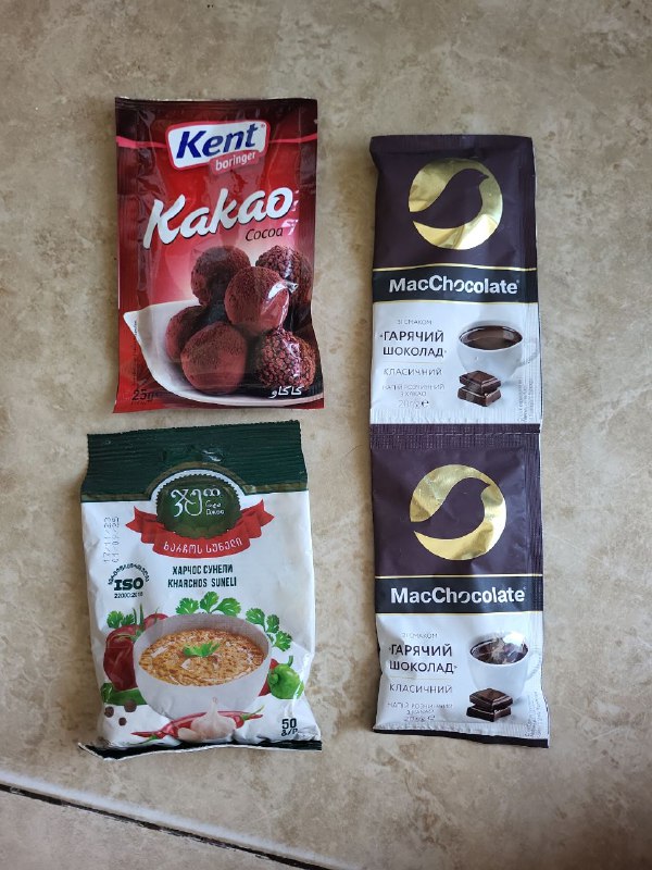 Какао, шоколад, приправа, конфеты, макароны, горошек, печенье, хлопья, гречка