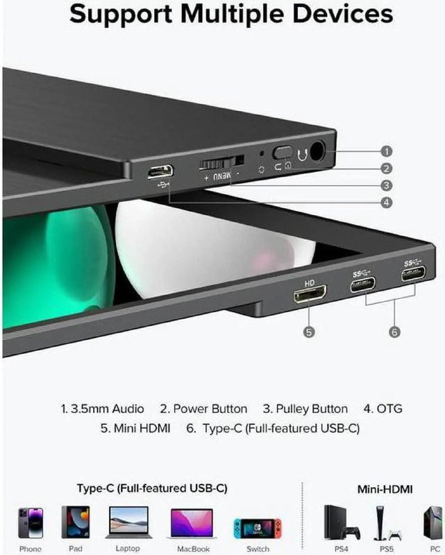 Портативный монитор 16.1 дюйма с аксессуарами 2