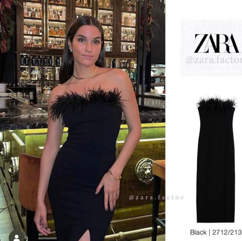 Вечернее черное платье Zara с перьями размер М 4