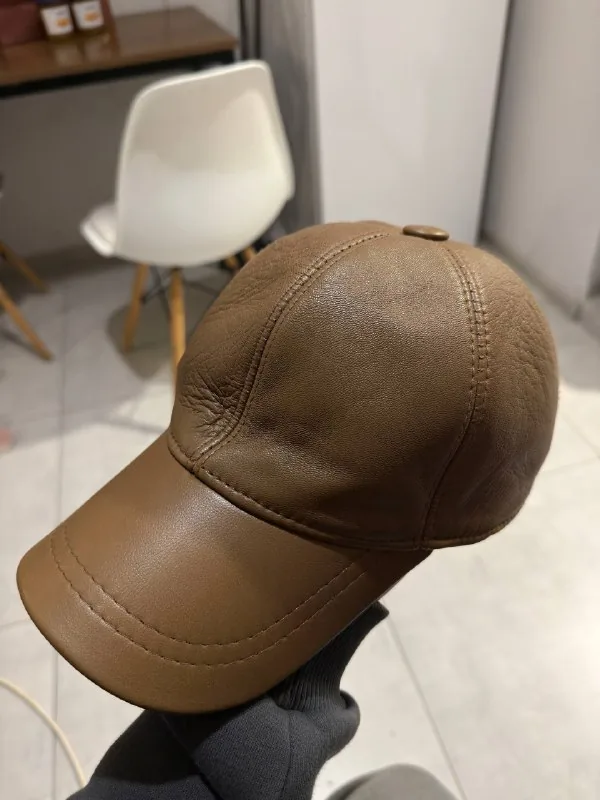 Brown Leather Cap