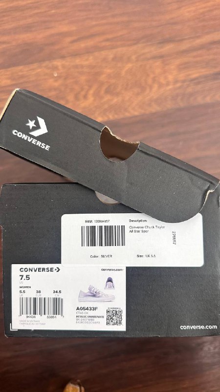 Кроссовки Converse Metallic Granite/White, размер 37.5 3