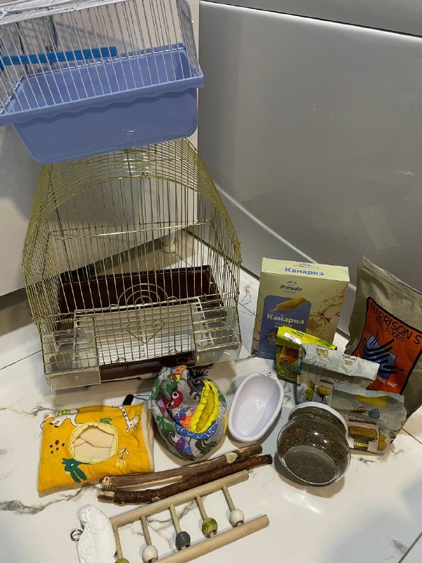 Набор для птицы, клетки, корм, аксессуары