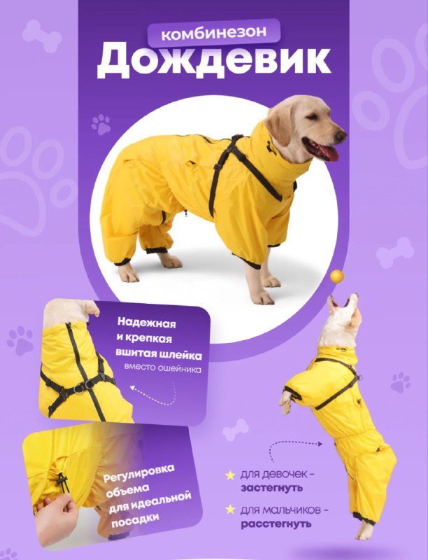 Плащ-дождевик для крупной собаки