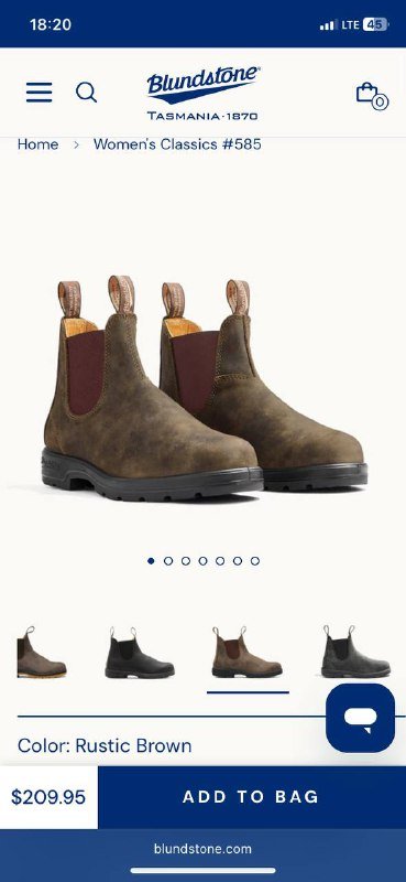 Ботинки Blundstone 585 rustic brown, размер 37