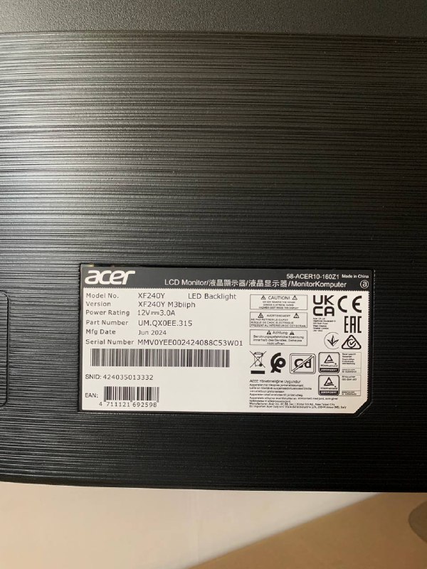 Монитор Acer 24 дюйма 180 Гц 3