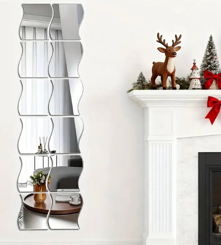 Зеркальные наклейки на стену в форме волн 12 шт 3