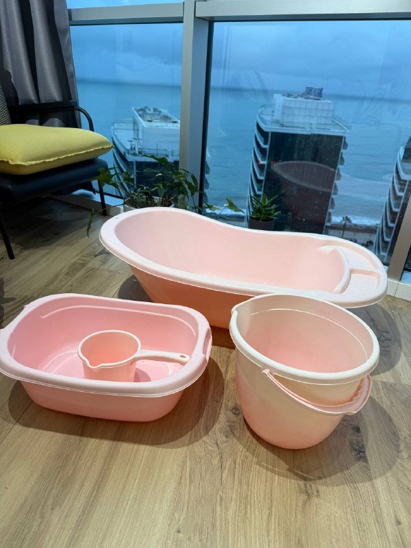 Комплект ванночка, таз, ковш и ведро для купания и хозяйства 2