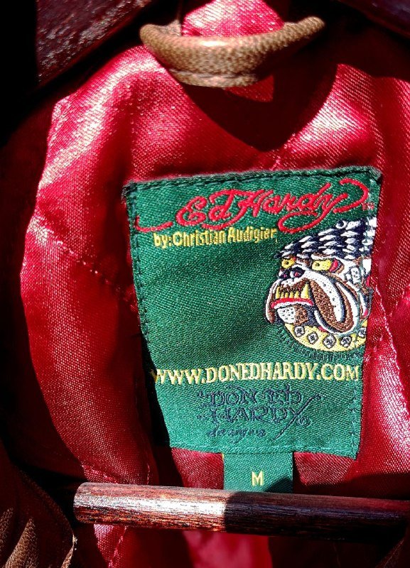 Женская кожаная куртка Don Ed Hardy винтаж М 3