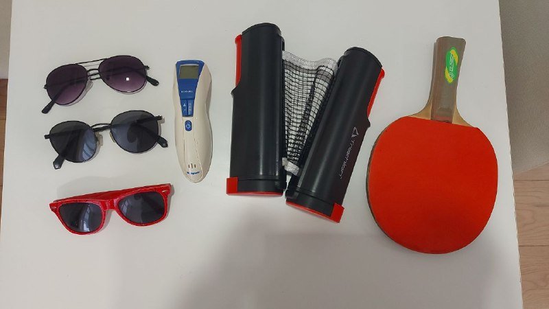 Солнцезащитные очки, градусник, сетка для пинг-понга, ракетка для пинг-понга