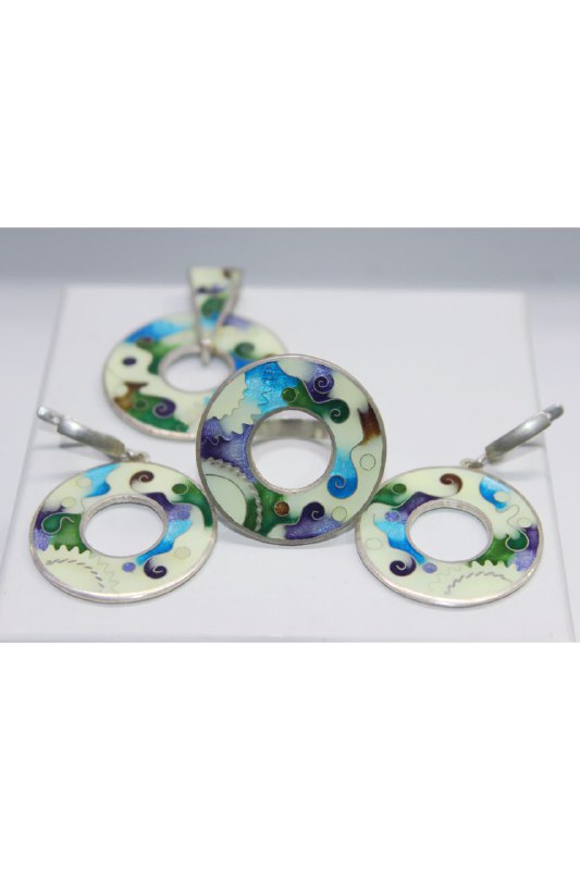 Эмаль на серебре Минанкари комплект украшений 6