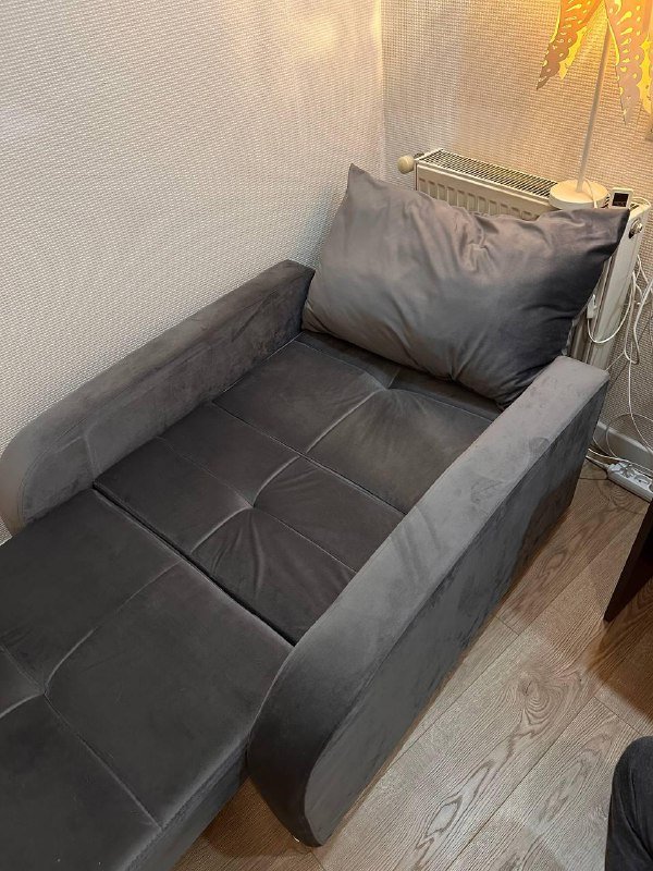 Кресло-кровать раскладное темно-серое бархатное 3